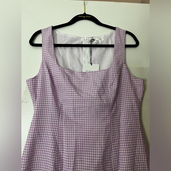 ASOS Glamorous Gingham Checkered Slit Mini Preppy Petite Shift Dress - Picture 2 of 7